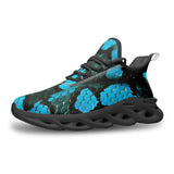 Sports Mesh Sneakers Black and Teal Snake Skin Pattern