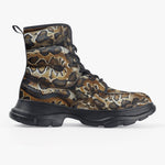 PU Leather Chunky Boots Python Skin Pattern