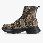 PU Leather Chunky Boots African Ball Python Skin Texture