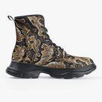 PU Leather Chunky Boots African Ball Python Skin Texture