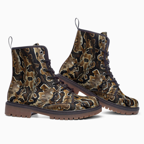 Leather Boots African Ball Python Skin Texture