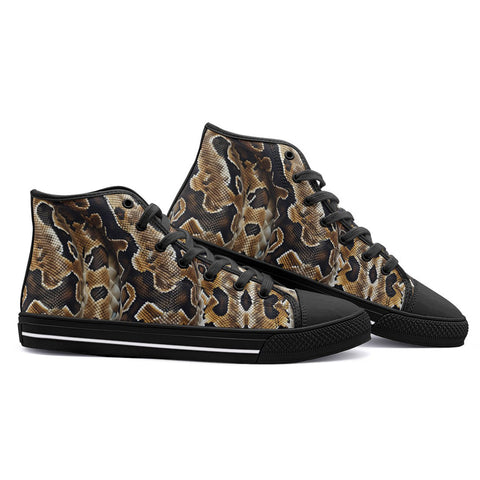 High-Top Canvas Shoes African Ball Python Skin Texture