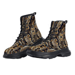 PU Leather Chunky Boots African Ball Python Skin Texture