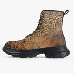 PU Leather Chunky Boots Oil Painting Alligator Skin Texture