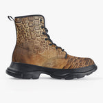 PU Leather Chunky Boots Oil Painting Alligator Skin Texture