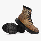 PU Leather Chunky Boots Oil Painting Alligator Skin Texture