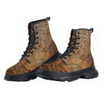 PU Leather Chunky Boots Oil Painting Alligator Skin Texture
