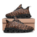 Sports Mesh Sneakers Brown Crocodile Leather Texture