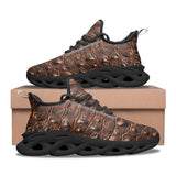 Sports Mesh Sneakers Brown Crocodile Leather Texture