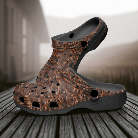 Classic Clogs Brown Crocodile Leather Texture