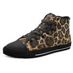 High-Top Canvas Shoes Golden Leopard Print Pattern