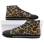 High-Top Canvas Shoes Golden Leopard Print Pattern