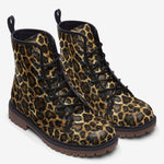 Leather Boots Golden Leopard Print Pattern