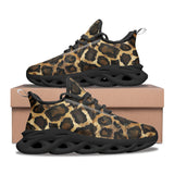 Sports Mesh Sneakers Golden Leopard Print Pattern