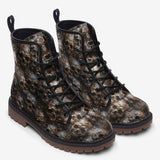 Leather Boots Bronze Skulls Pattern