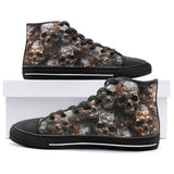 High-Top Canvas Shoes Bronze Skulls Pattern