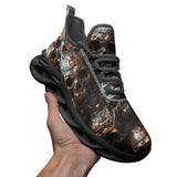 Sports Mesh Sneakers Bronze Skulls Pattern