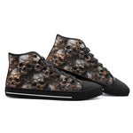 High-Top Canvas Shoes Bronze Skulls Pattern