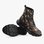 PU Leather Chunky Boots Bronze Skulls Pattern