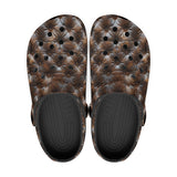 Classic Clogs Brown Leather Texture with Buttons