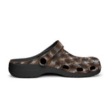 Classic Clogs Brown Leather Texture with Buttons