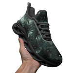 Sports Mesh Sneakers Green Leather Texture with Buttons