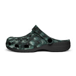 Classic Clogs Green Leather Texture with Buttons