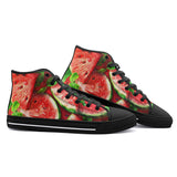 High-Top Canvas Shoes Watermelon Slices with Green Leaves