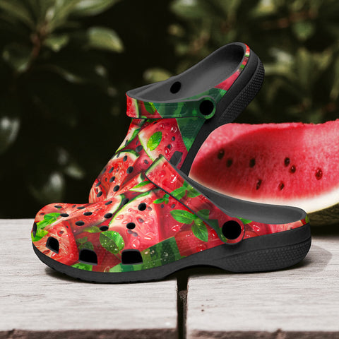Classic Clogs Watermelon Slices with Green Leaves