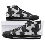 High-Top Canvas Shoes Texture of Cow Fur