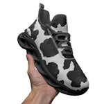 Sports Mesh Sneakers Black and White Cow Print Pattern