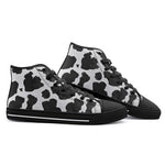 High-Top Canvas Shoes Black and White Cow Print Pattern