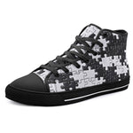 High-Top Canvas Shoes Black and White Puzzle Pieces