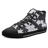 High-Top Canvas Shoes Black and White Puzzle Pieces