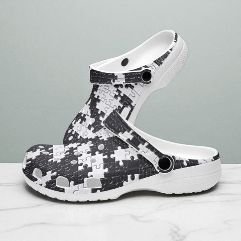 Classic Clogs Black and White Puzzle Pieces