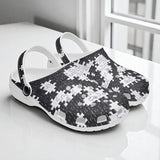 Classic Clogs Black and White Puzzle Pieces