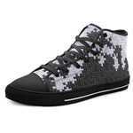 High-Top Canvas Shoes Black and White Puzzle