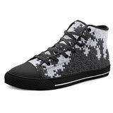 High-Top Canvas Shoes Black and White Puzzle