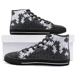 High-Top Canvas Shoes Black and White Puzzle