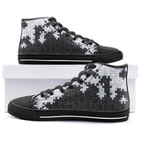 High-Top Canvas Shoes Black and White Puzzle
