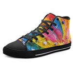 High-Top Canvas Shoes Colorful Paint Splashes