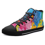 High-Top Canvas Shoes Colorful Paint Splashes