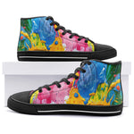 High-Top Canvas Shoes Colorful Paint Splashes