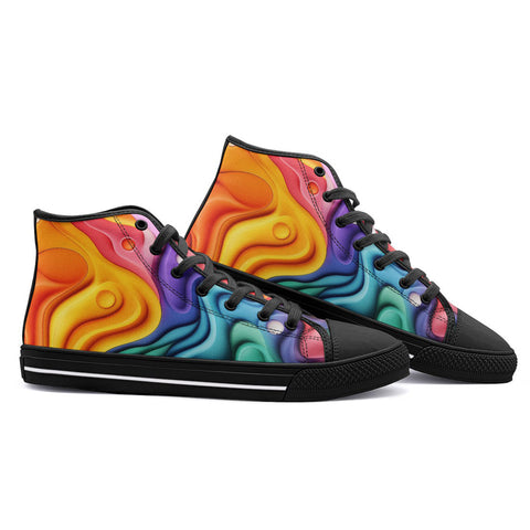 High-Top Canvas Shoes Colorful Waves