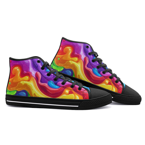 High-Top Canvas Shoes Colorful Liquid Paint