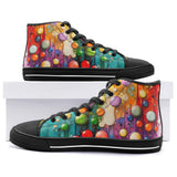 High-Top Canvas Shoes Oil Painting Colored Bubbles Dripping