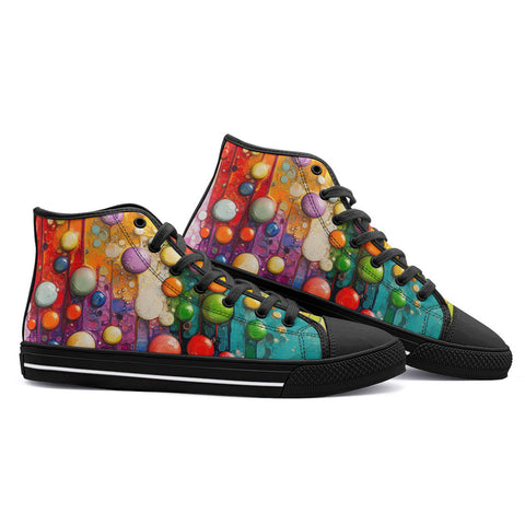 High-Top Canvas Shoes Oil Painting Colored Bubbles Dripping