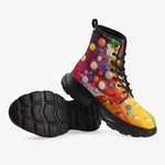 PU Leather Chunky Boots Oil Painting Colored Bubbles Dripping