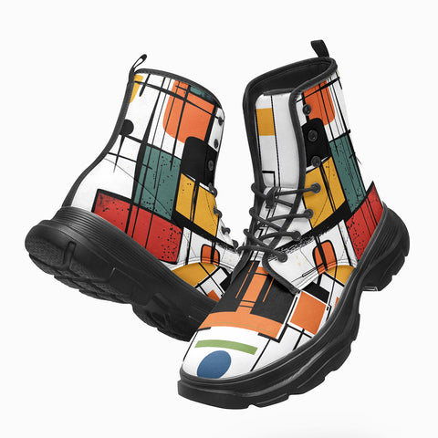 PU Leather Chunky Boots Mid-Century Modern Art Print