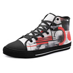 High-Top Canvas Shoes Abstract Composition with Geometric Shapes